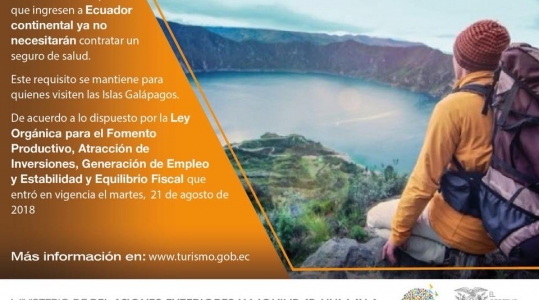 Ecuador elimina el seguro de salud como requisito para ingresar al país Ecuador elimina el seguro de salud como requisito para ingresar al país