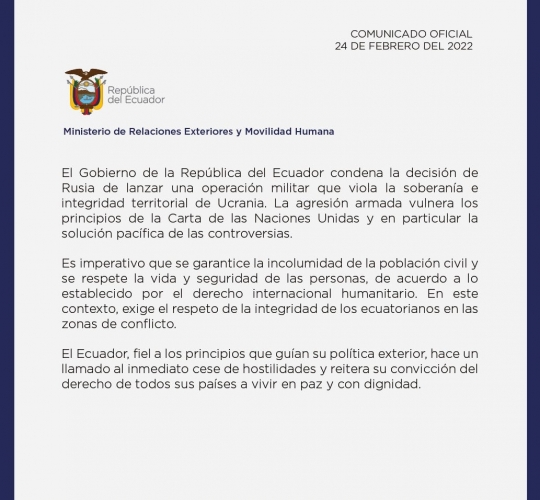 Comunicado oficial - 24.02.2022 Comunicado oficial - 24.02.2022