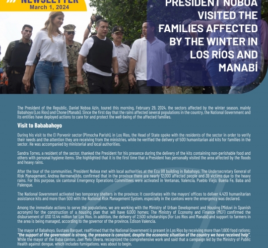VISIT OF THE PRESIDENT OF ECUADOR DANIEL NOBOA TO AFFECTED FAMILIES