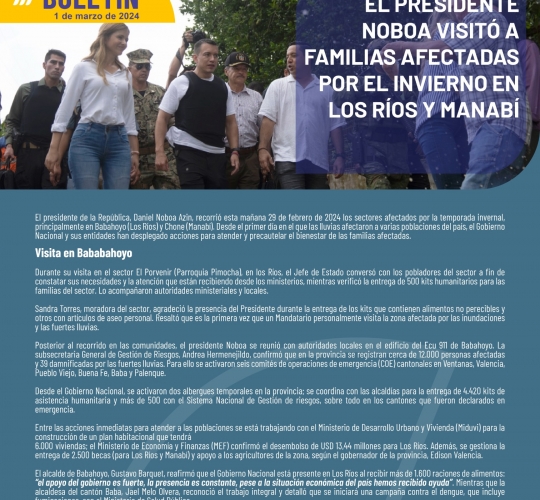 VISITA DEL Sr. PRESIDENTE NOBOA A FAMILIAS AFECTADAS