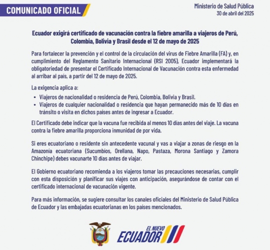 Certificado de Vacuna Contra la Fierbre Amarilla Certificado de Vacuna Contra la Fierbre Amarilla